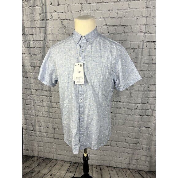 NEW Denim & Flower Mens SZ L Short Sleeve Button Down Shirt Palm Tree Print - Picture 2 of 9